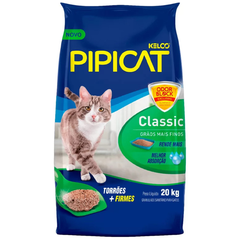 Areia Sanitária Kelco Pipicat Classic para Gatos - 20 Kg