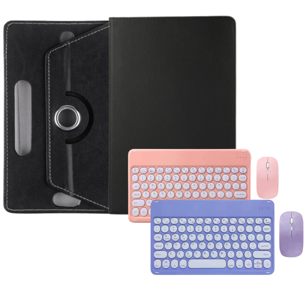 Capinha giratória preta para Tab Lenovo M11 + Teclado e Mouse via Bluetooth