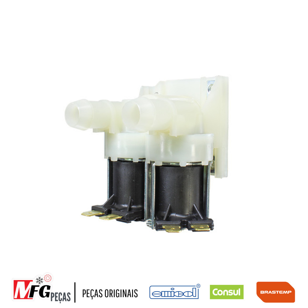 VALVULA DUPLA BRASTEMP CONSUL 220V ALTA VAZÃO CWH14|CWS12 W10776336 W10889916 97699110000 EMICOL