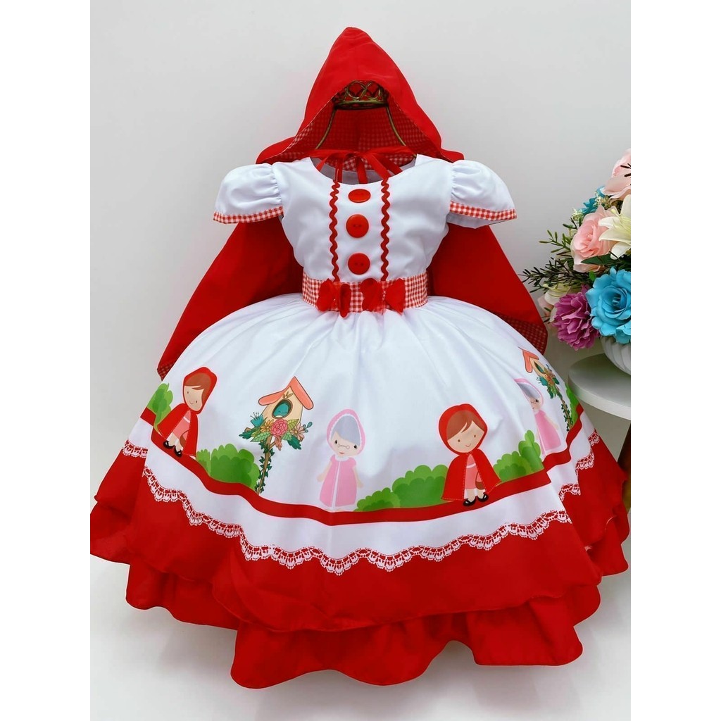 Vestido Infantil Chapeuzinho Vermelho C/ Capuz
