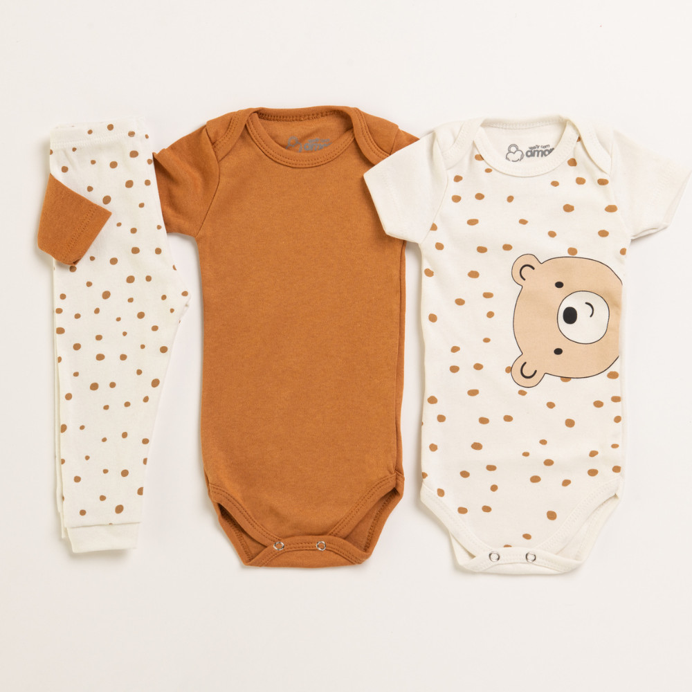 Kit Body Bebê 3 Peças para bebê Conjunto de Bebê Alegria