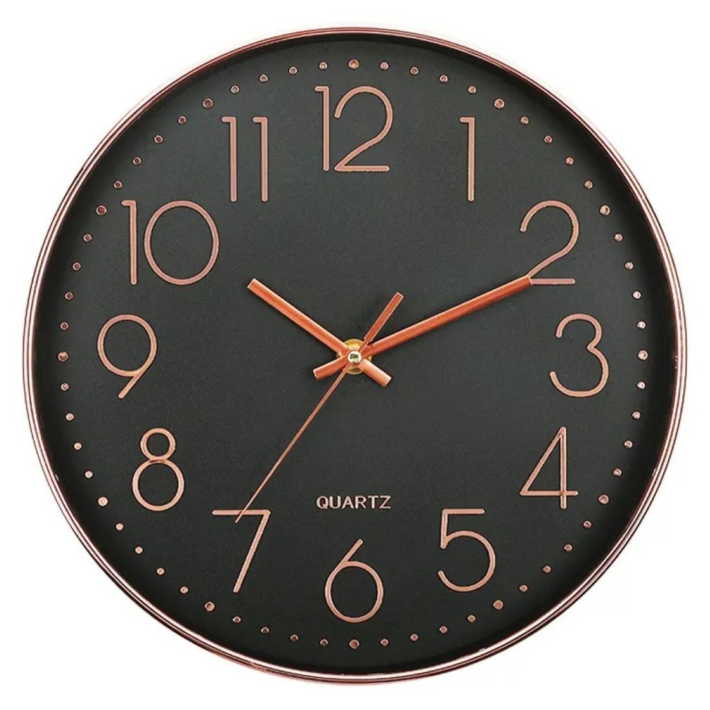 Relógio de Parede 25cm De Cozinha, Sala - Rosé Gold e Preto em Oferta na Shopee