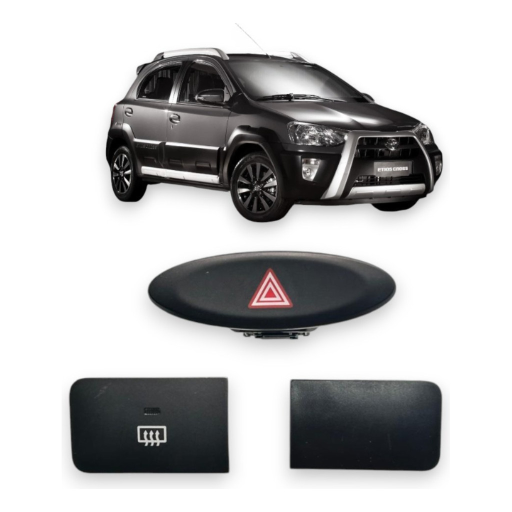 Kit 3 Botão Pisca Alerta Desembaçador Toyota Etios Original