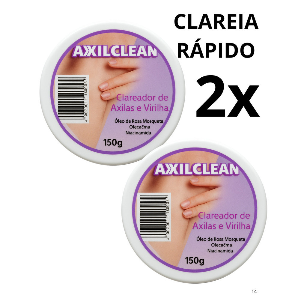 Kit 02 Super Clareador De Axilas E Virilha Axilclean 150 Gr em Oferta na Shopee