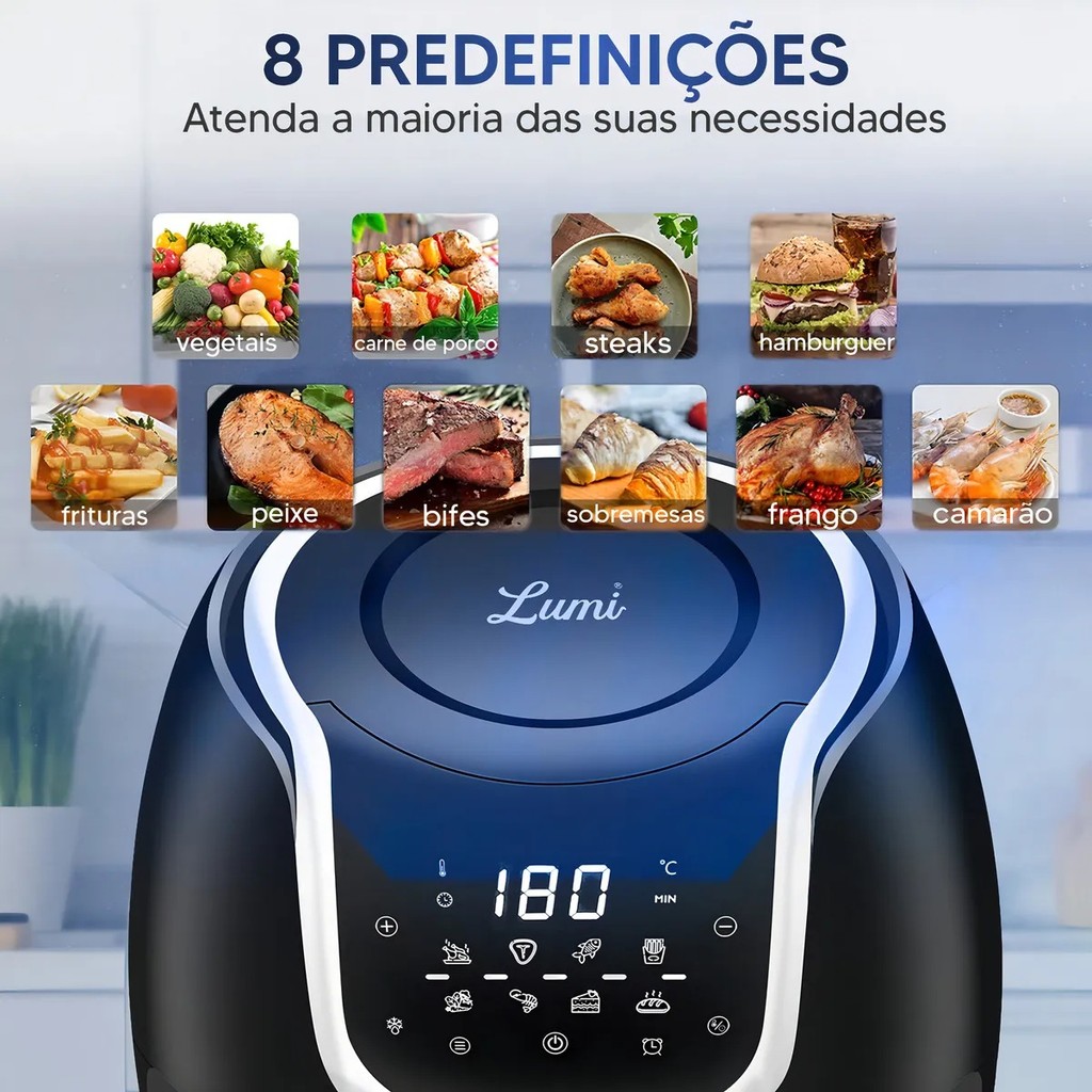Airfryer Fritadeira Elétrica Sem Óleo Power Alemao Digital 6,5L