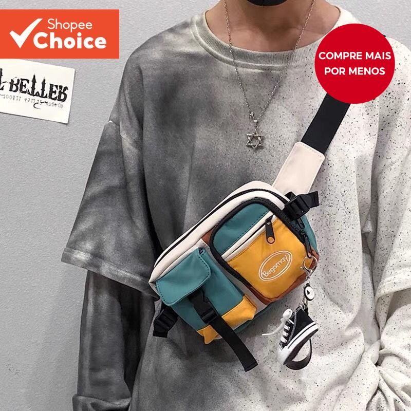 Ins Street Wear Saco de Mensageiro Estilo Japonês para Homens Saco de Peito Hip-Hop Saco d...