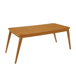 Mesa De Jantar Copper 180cm Madeira Tampo Canto Copo Moderna Naturale/ Capuccino