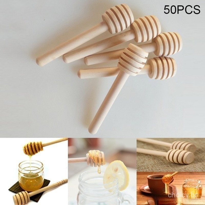 (Todos os Preços Mais Baixos Online) 50 Mini Colheres de Mel de Madeira Misturadas para Festas