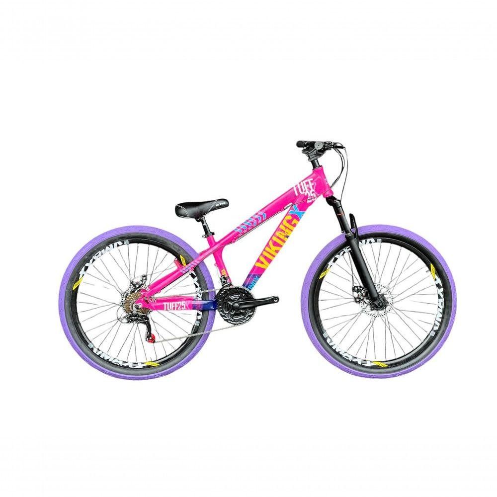 Bicicleta Aro 26 Vikingx Rosa Azul Câmbios Shimanos Pneu Roxo em Oferta na Shopee