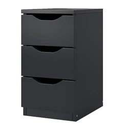 Mesa de cabeceira gaveteiro decoração escritório com 3 gavetas preto