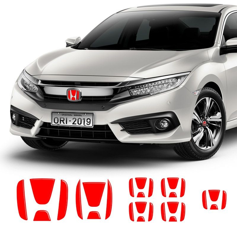 Emblemas Para Civic G10 2016/21 Aplique Vermelho Refletivo
