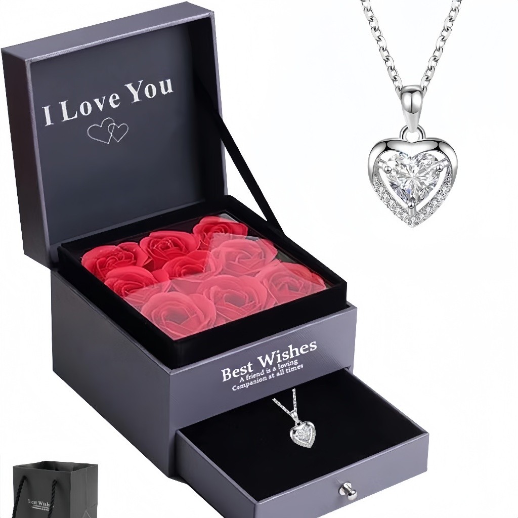 JOIA COLAR ROSAS PRESENTE FEMININO LUXO em Oferta na Shopee