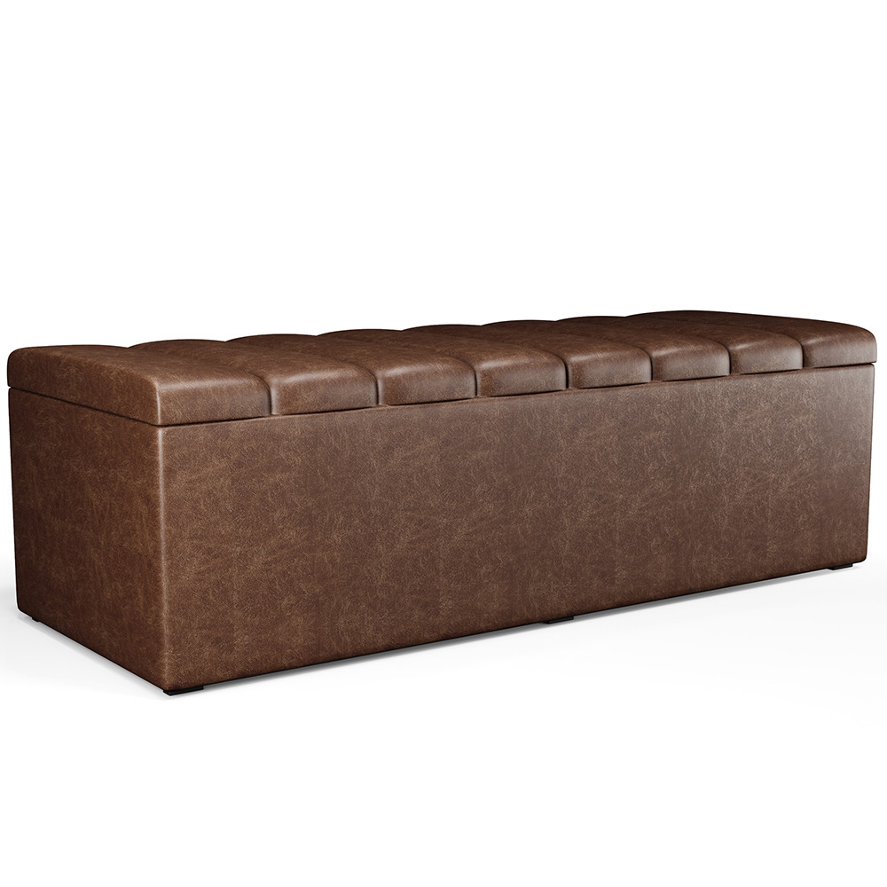 Calçadeira Recamier Baú Para Cama Queen Dália 160x50 Cm W01 Couríssimo Marrom - Lyam Decor