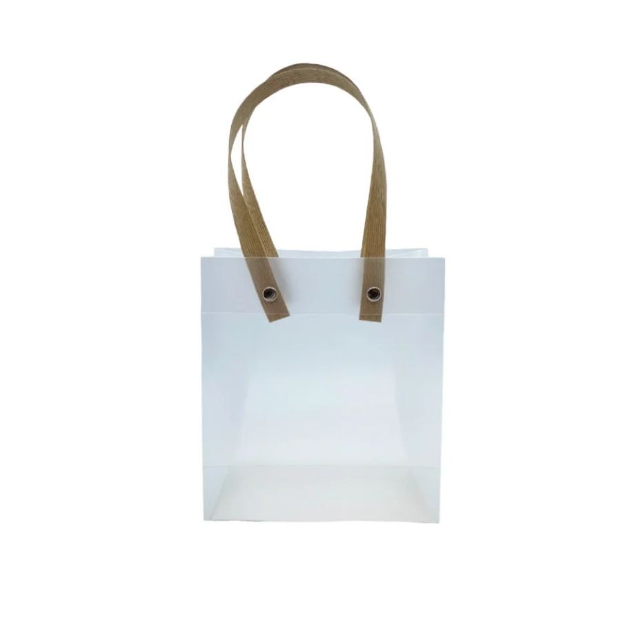 Sacola Transparente Fosca com Alça de Fibra - 20x17x8,5cm - 10 unidades - Rizzo - Stationery