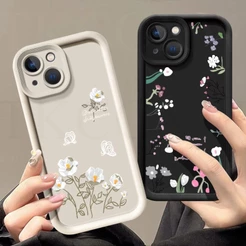 Bonito Claro Floral Caso Para Samsung S25 Plus S25 Ultra S25Edge A16 A26 A36 M55 M54 M51 M34 M35 Capa Macia À Prova De C