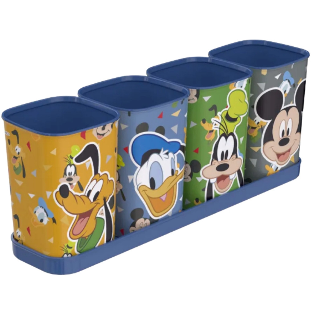 Organizador De Mesa Mickey E Amigos Plasútil 5 Peças Porta Caneta Lápis Com Bandeja Infantil em Oferta na Shopee