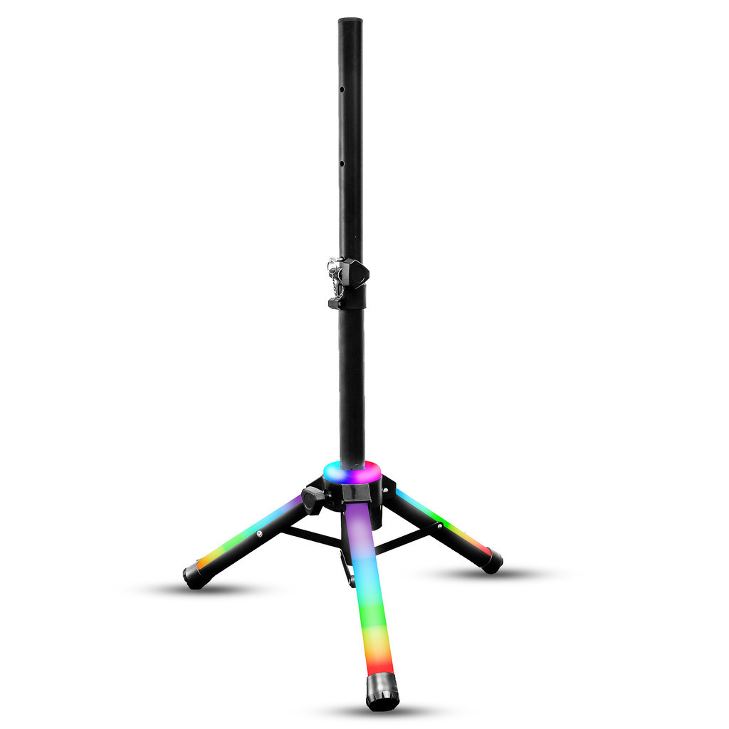 Suporte Tripé Para Caixa de Som Recarregável LED RGB Eventos Ajustável Prático Automático Som Festas