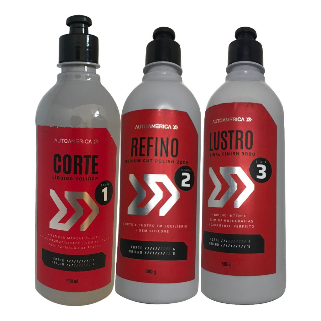 Kit Polimento Menzerna 500ml Corte Refino Lustro Autoamerica em Oferta na Shopee