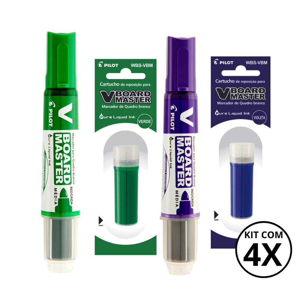 Kit com 2 Marcadores Para Quadro Branco + 2 Refis  Board Master - PILOT em Oferta na Shopee