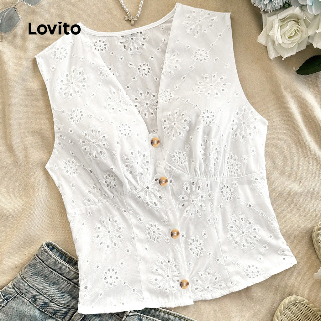 Lovito Regata Casual com botões lisos para mulheres L132ED268 - Women Clothes