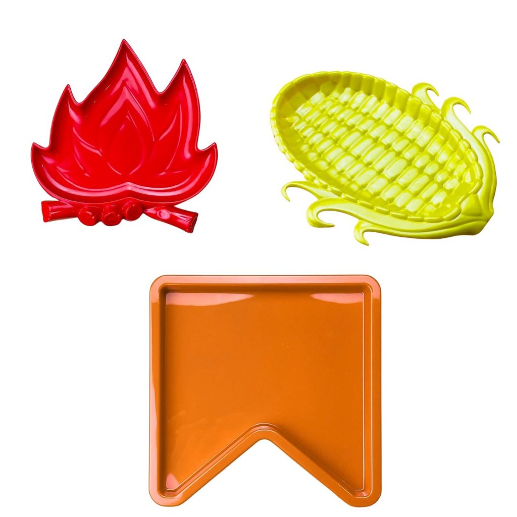 KIT 3 BANDEJAS DE MILHO,BANDEIRA LARANJA,FOGUEIRA VERMELHA  (FESTA JUNINA 2025) em Oferta na Shopee