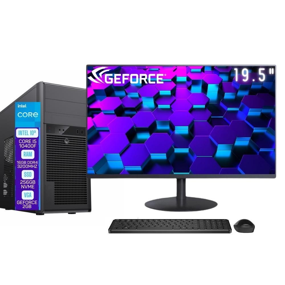 Computador Completo Skill Pro Intel 10ª Geração Core i5 10400F 16GB DDR4 Geforce 2GB SSD 256GB Monitor 19.5" LED SP-051