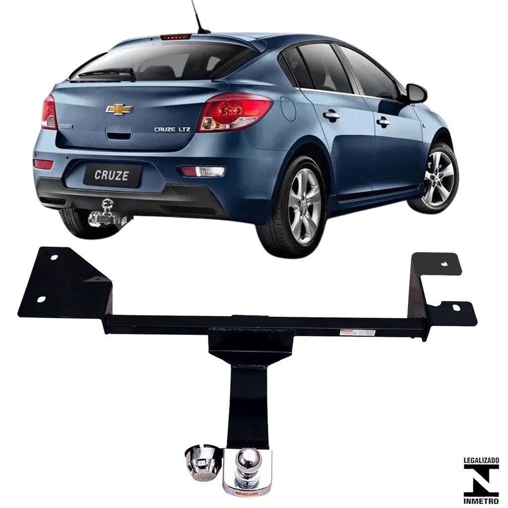Engate Reboque Rabicho Fixo Cruze Hatch 2011 a 2016 450Kg Forte e Resistente tOP