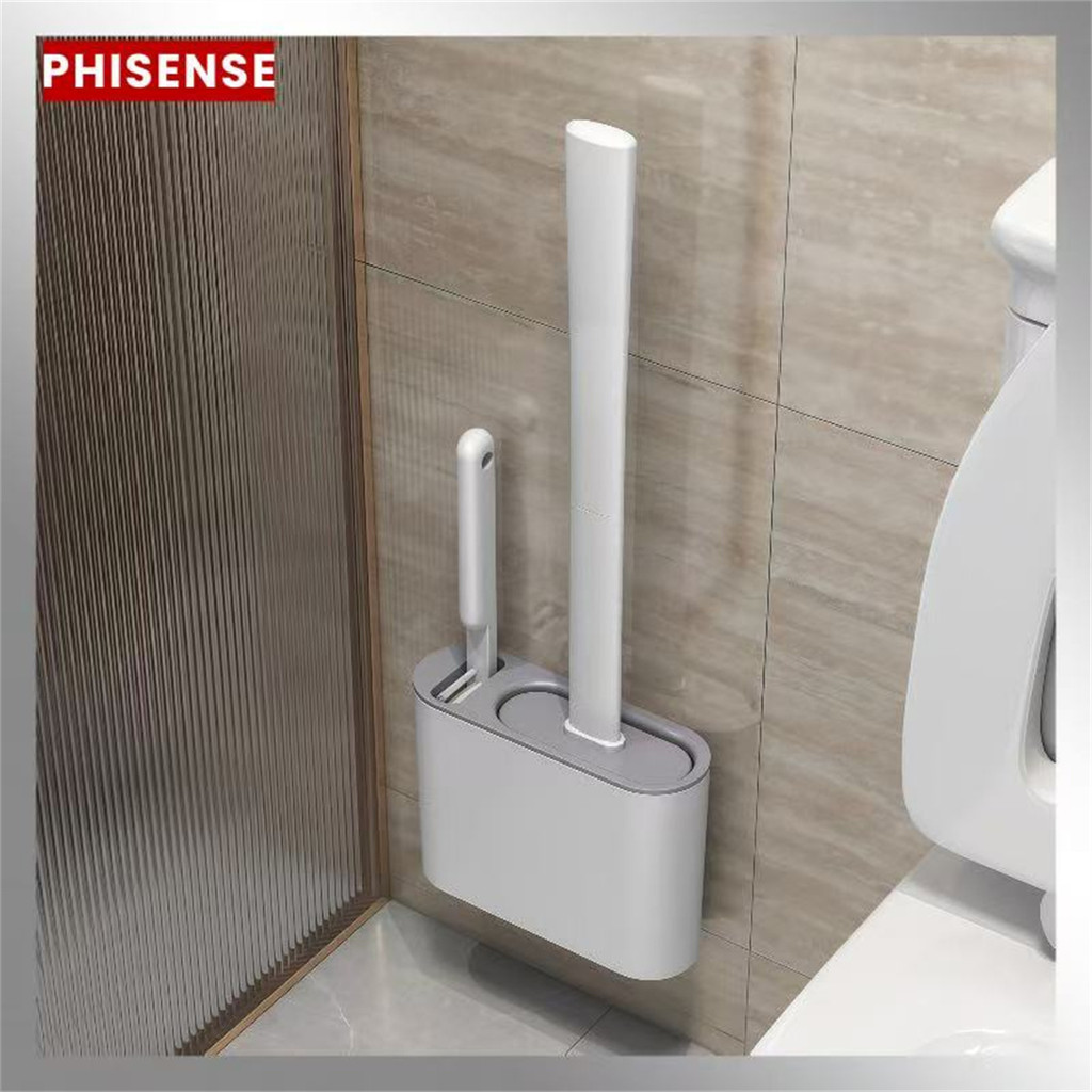 2 em 1  Escova de Silicone para Vaso Sanitário - Base de Banheiro Privada Alta Eficiência