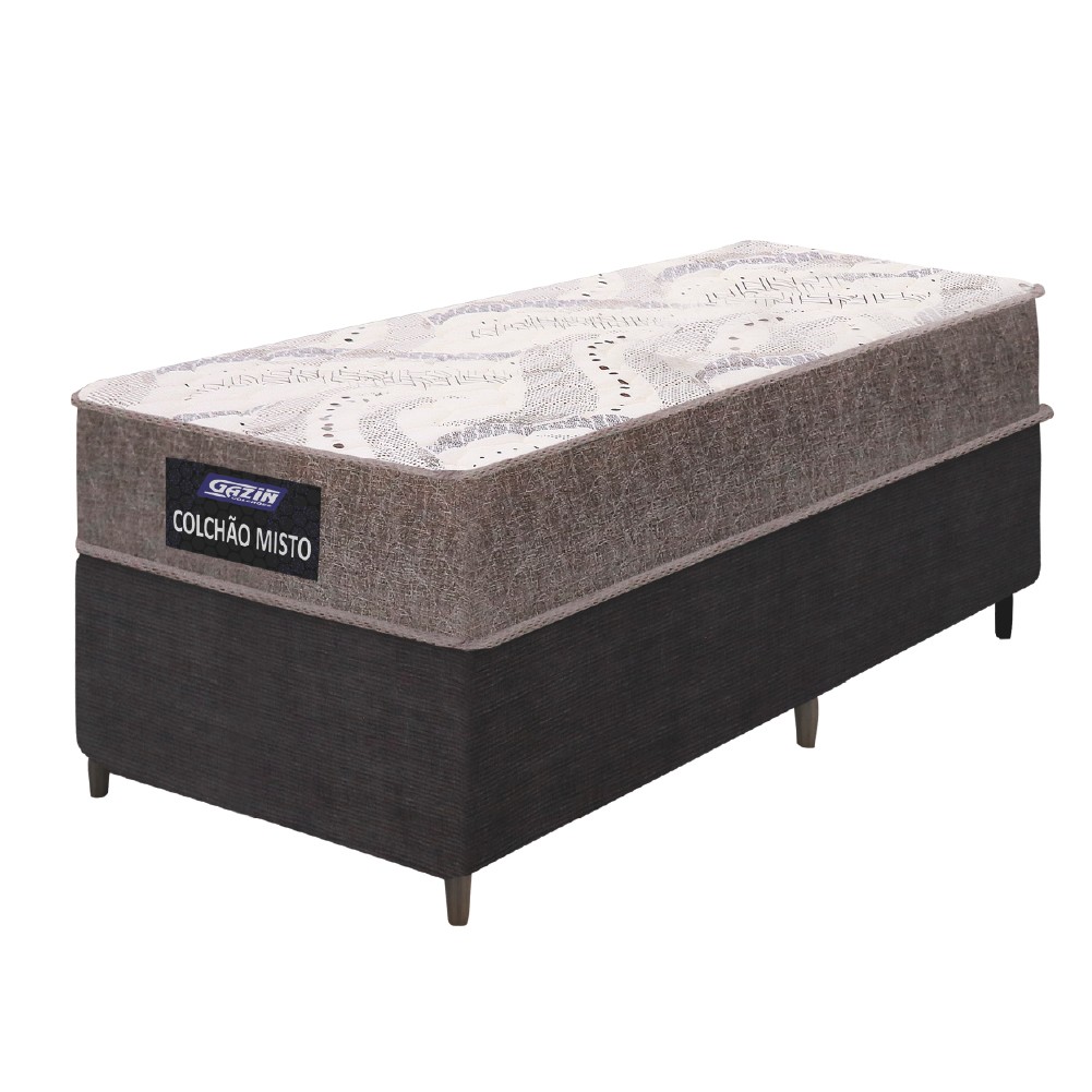 Cama Box Solteiro Gazin Colchão Com Espuma 88x188x55cm Camboriu Marrom-Suporta Até 120 Kg Por Pessoa - Home & Living