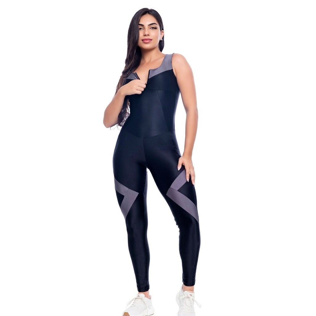 Macacão Feminino Com Bojo Academia Corrida Ginastica Fitness Confortável Sem Transparência