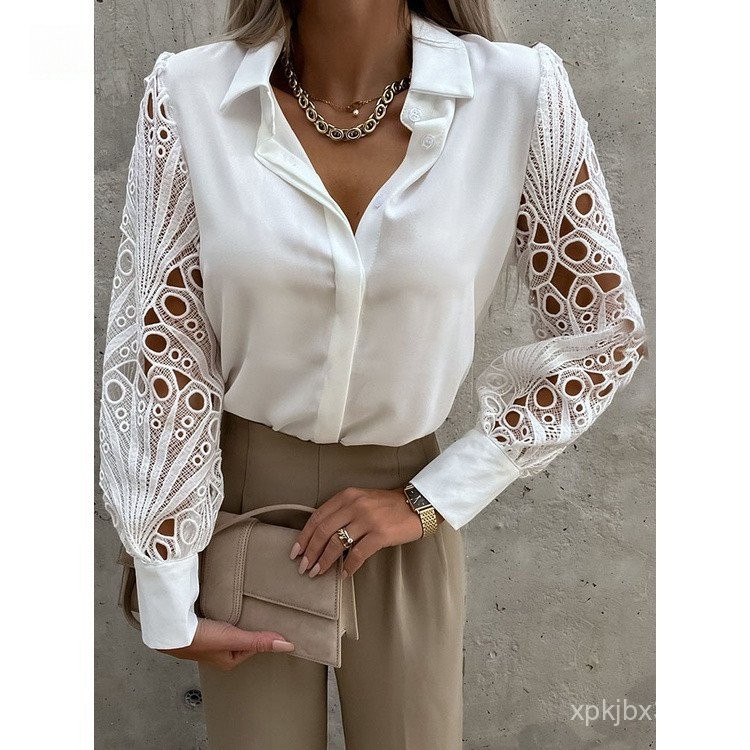 Blusa feminina de chiffon, novo estilo de moda para primavera e verão DNUV em Oferta na Shopee