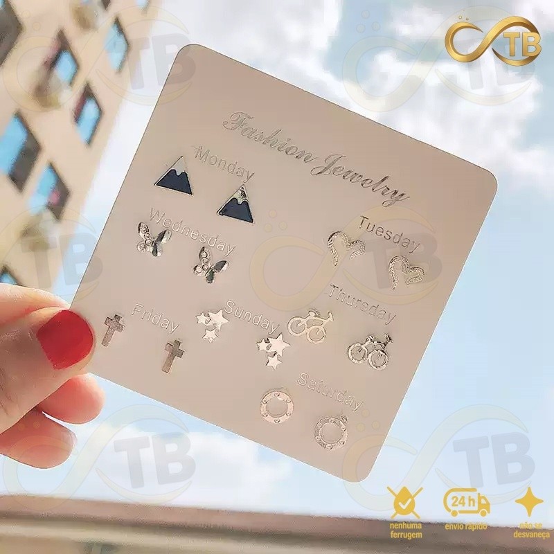 TB Moda 7 Peças Brincos De Círculo Geométrico Para Mulheres Joias Minimalistas De Estilo Europeu