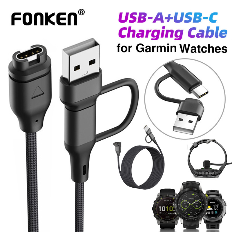 Cabo De Carregamento 2 Em 1 Fonken Para Relógios Garmin, Carregador Usb Tipo-c Para Garmin Fenix 7, 7s, 7x, 6