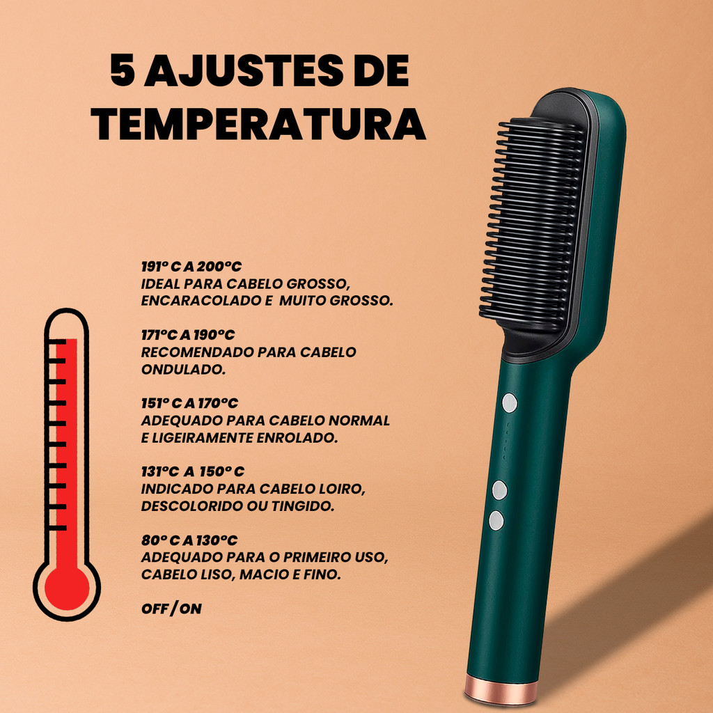 Escova Elétrica Alisadora e Secadora 5 em 1 com Tecnologia Iônica e Bivolt