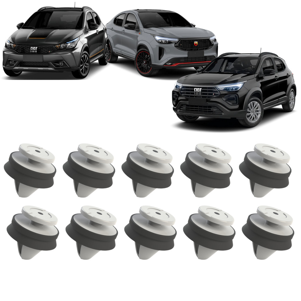Kit 10 Grampo Moldura Paralama Dianteiro Traseiro Argo Fastback Pulse Argo Forro da Porta Amarok C3 Clio UP Master