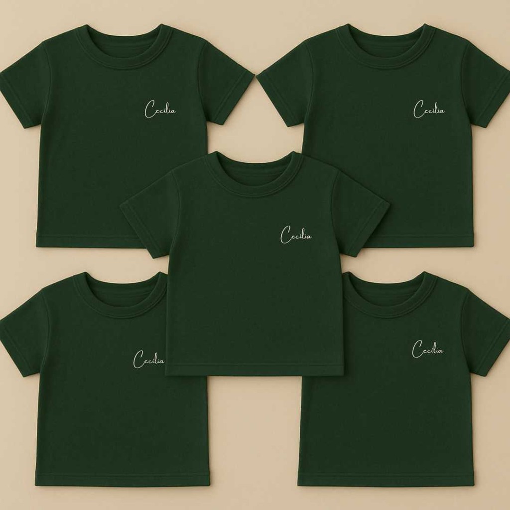 Kit 5 Pçs Semaninha Camiseta Infantil Menino Menina Manga Curta Camiseta Escola Creche Com Nome Personalizada