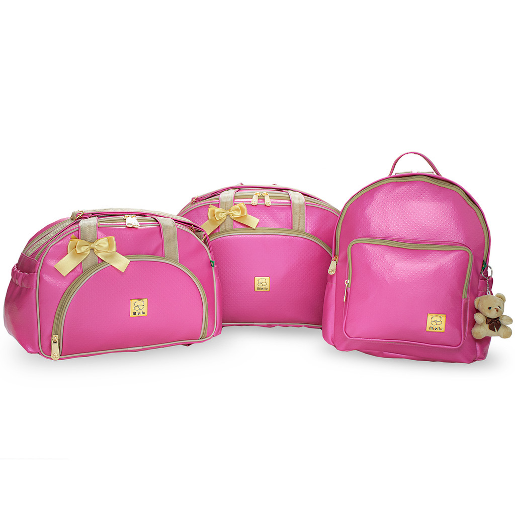 Kit Bolsa Maternidade Bebe G, P E Mochila - Pink Barbie