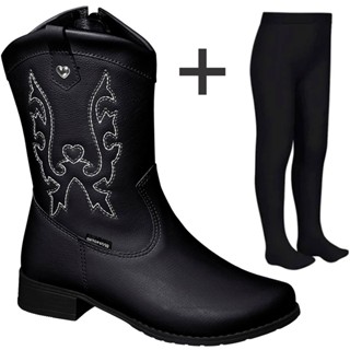 Bota Botina Infantil Texana Love Menina Feminina Cano Alto Country Coturno Confortável + Meia Calça em Oferta na Shopee
