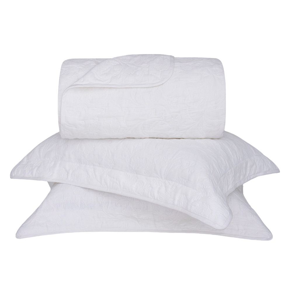 Kit Colcha Casal Buddemeyer Hanna Jacquard Branco 3 peças em Oferta na Shopee