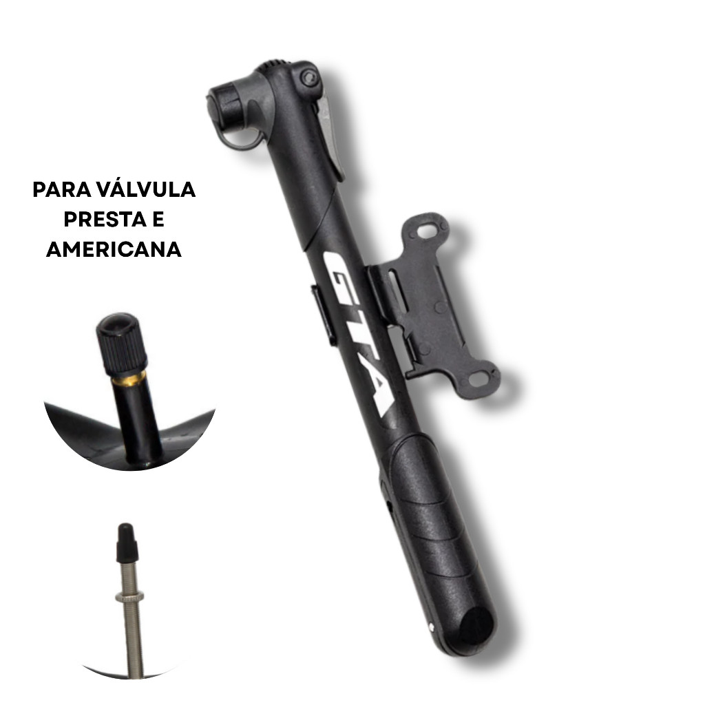 Bomba de Encher Pneu Bicicleta GTA Portatil com Suporte Valvula Presta e Americana Bike - Sports & Outdoors