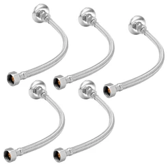 Kit 05 Engate Mangueira Flexível Trançado de 30 Cm Aço Inox
