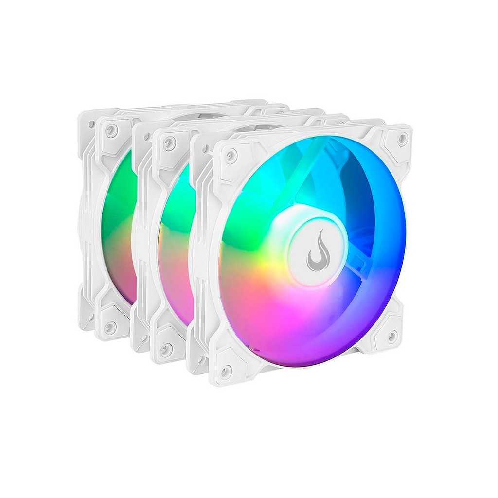 Kit 3 Fans Rise Mode 120mm – LED ARGB Branco – Alto Desempenho e Visual Gamer em Oferta na Shopee