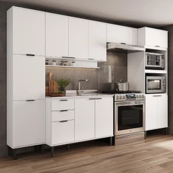 Armário de Cozinha Completa c Balcão Miami Pulse Carraro Branco