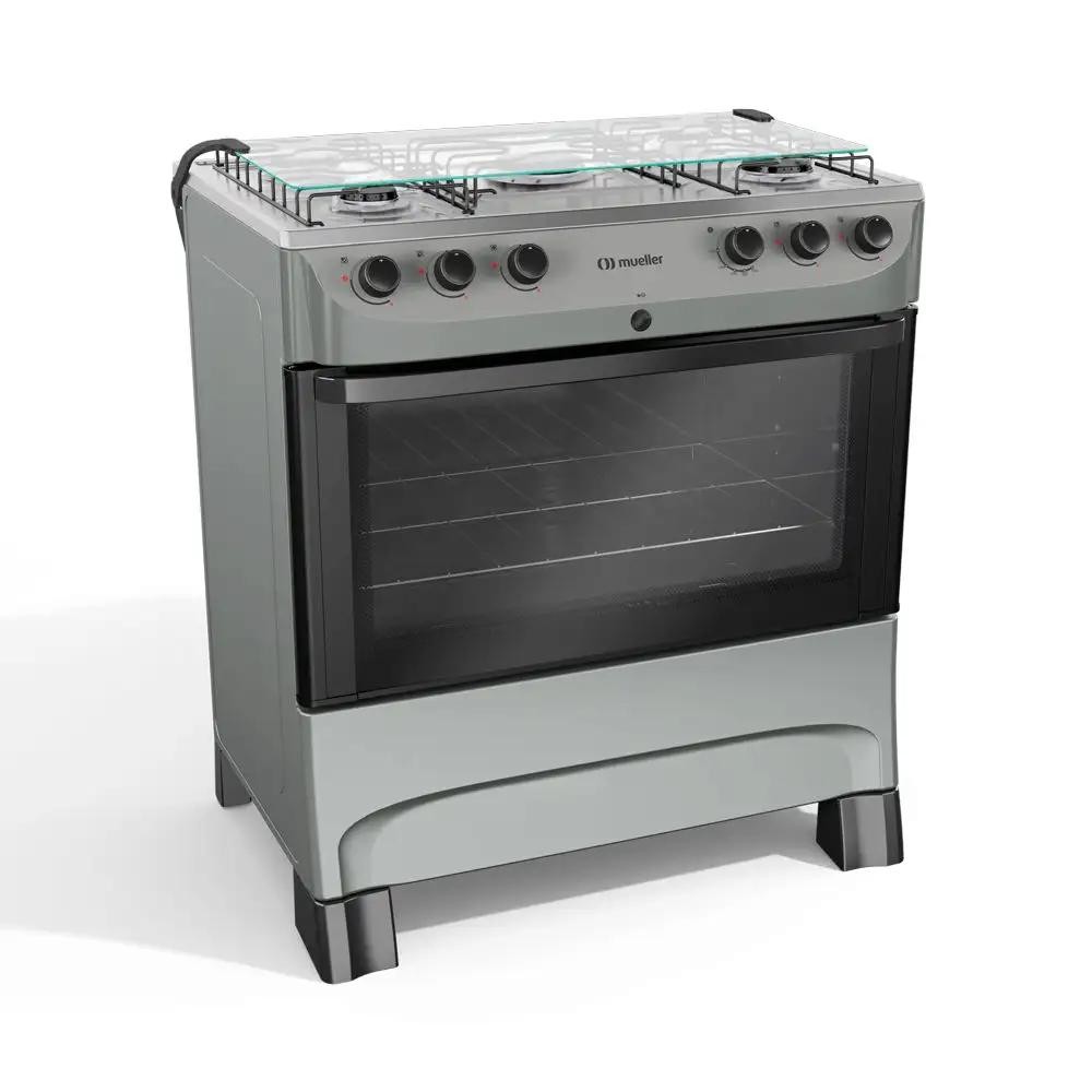 Fogão 5 Bocas a Gás Mueller com Acendimento Automático e Forno 81,6L Titânio Bivolt - MFI5BB em Oferta na Shopee