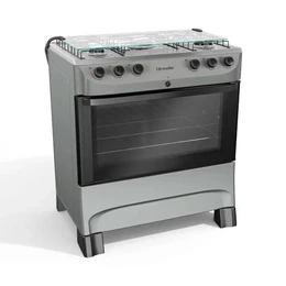 Fogão 5 Bocas a Gás Mueller com Acendimento Automático e Forno 81,6L Titânio Bivolt - MFI5BB