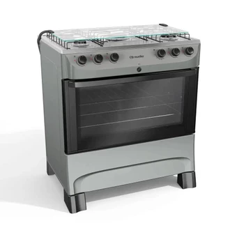 Fogão 5 Bocas a Gás Mueller com Acendimento Automático e Forno 81,6L Titânio Bivolt - MFI5BB