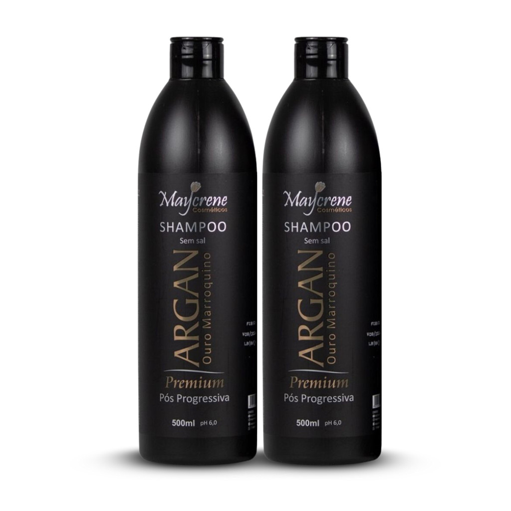 2 Shampoo Pós Progressiva Óleo De Argan Premium Ouro Marroquino - Maycrene 500ml