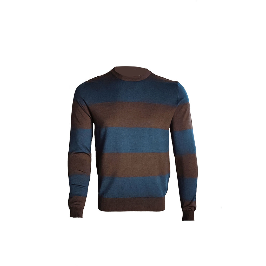 Suéter Masculino Menzo Listrado Azul E Marrom