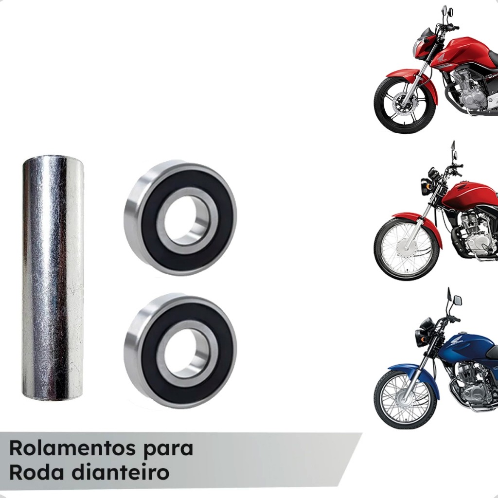 Kit Espaçador com Rolamentos Dianteira para todas as Cg's Titan Fan Cargo 125 150 160 de 1983 a 2024