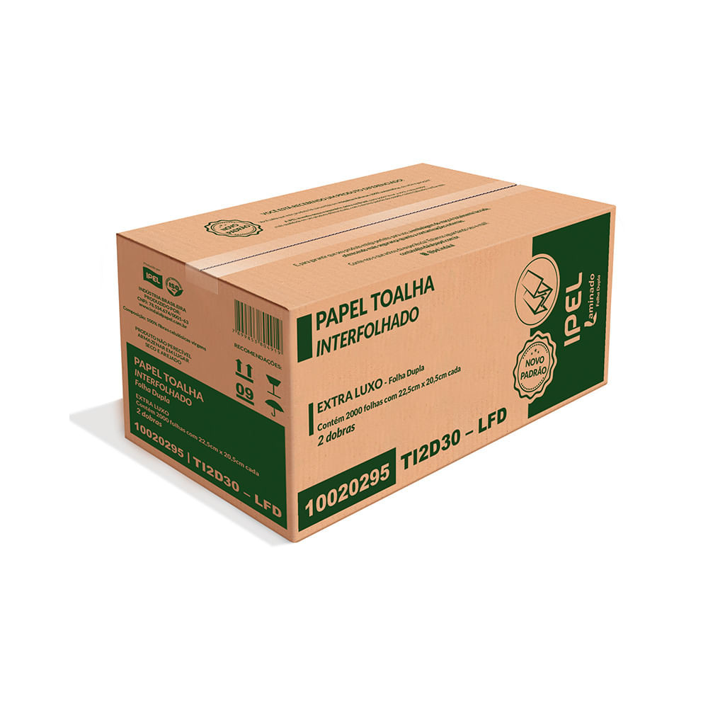 Papel Interfolha  100% Celulose Folha Dupla Ipel Indaial com  2.000 Folhas por Caixa - Maior Absorção e Maciez para mãos em Oferta na Shopee